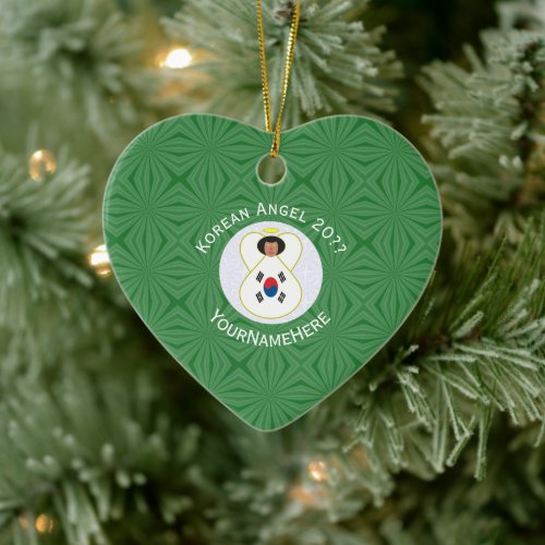 South Korean Angel Christmas Flag Personalized  Ceramic Ornament