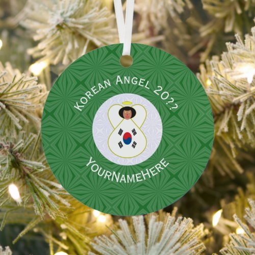 South Korean Angel Christmas Flag Personalized  Metal Ornament