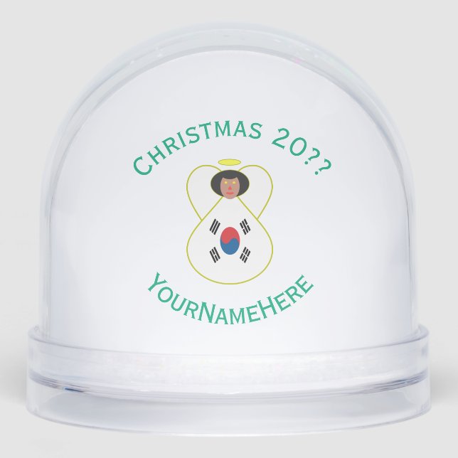 South Korean Angel Christmas Flag Personalized Snow Globe (Front)