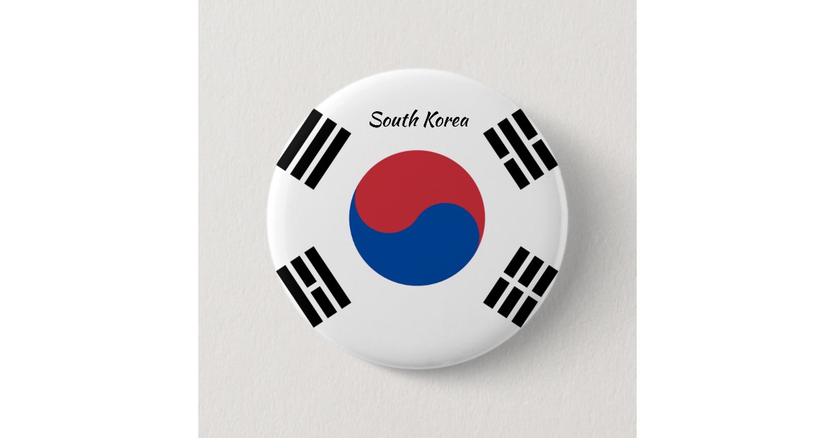 Korean Button South Korean Flag Button | Zazzle
