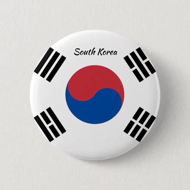 Korean Button South Korean Flag Button | Zazzle