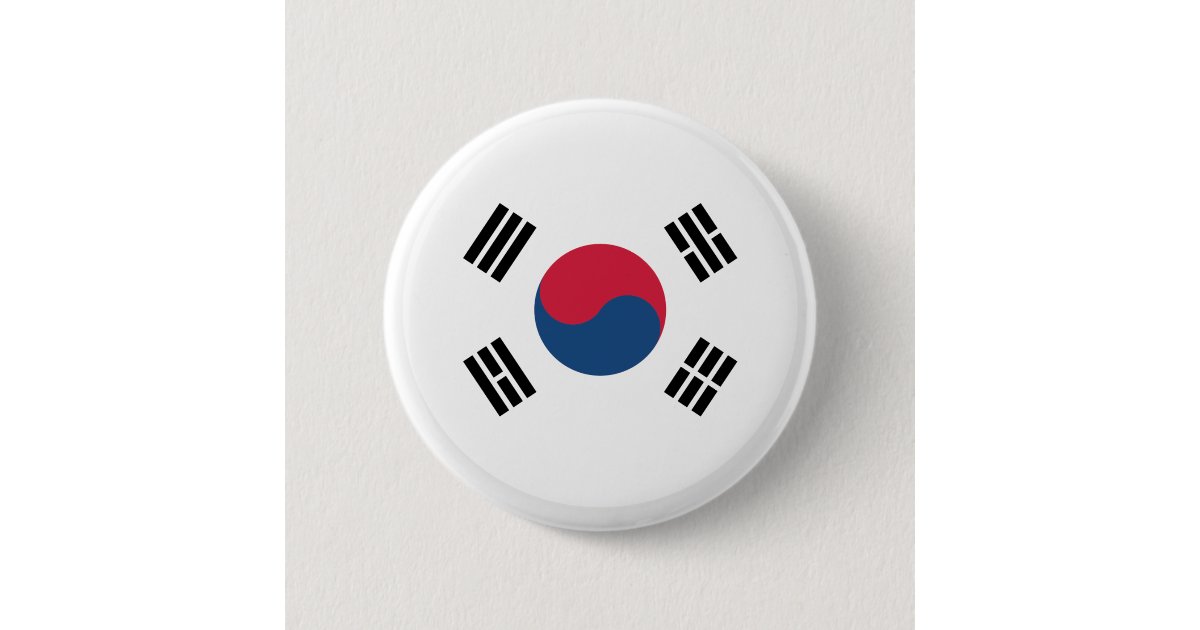 Korean Button South Korean Flag Button | Zazzle