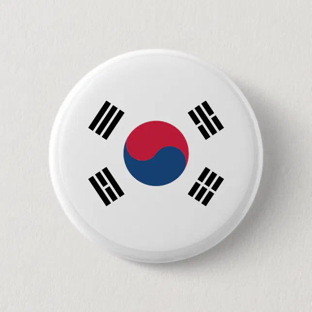 Korean Button South Korean Flag Button | Zazzle