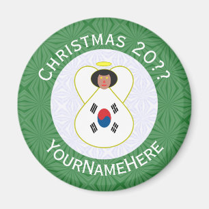 South Korean Flag Christmas Angel Personalized Magnet