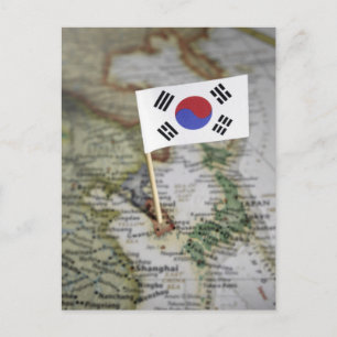 South Korean flag in map Postcard