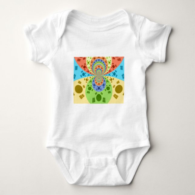 South Korean Flag Inspired Abstract Art Print Baby Bodysuit (Front)