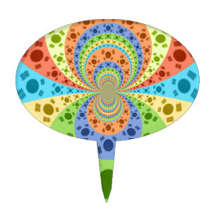 South Korean Flag Inspired Abstract Art Print Cake Topper