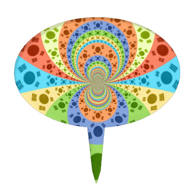 South Korean Flag Inspired Abstract Art Print Cake Topper (Front)