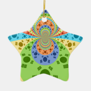 South Korean Flag Inspired Abstract Art Print Ceramic Ornament