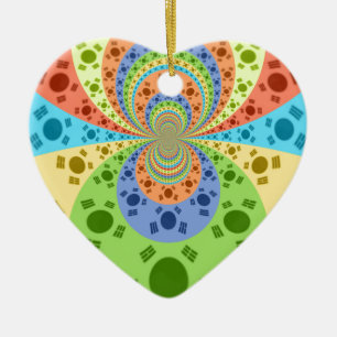 South Korean Flag Inspired Abstract Art Print Ceramic Ornament