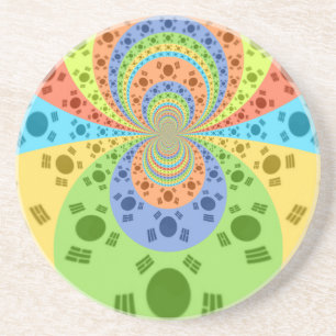 South Korean Flag Inspired Abstract Art Print Coaster