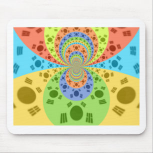 South Korean Flag Inspired Abstract Art Print Mouse Pad