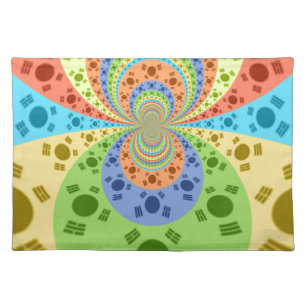 South Korean Flag Inspired Abstract Art Print Placemat