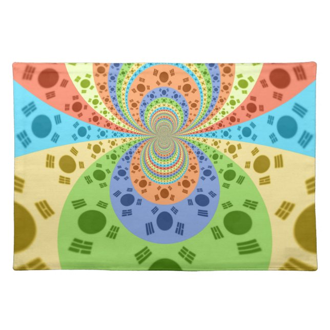 South Korean Flag Inspired Abstract Art Print Placemat (Front)