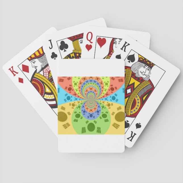 South Korean Flag Inspired Abstract Art Print Poker Cards (Back)