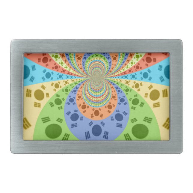 South Korean Flag Inspired Abstract Art Print Rectangular Belt Buckle (Front)