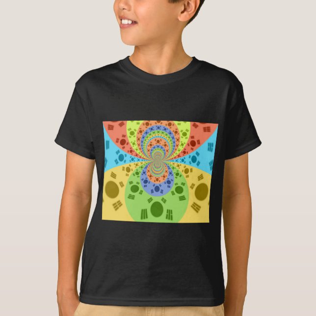 South Korean Flag Inspired Abstract Art Print T-Shirt (Front)