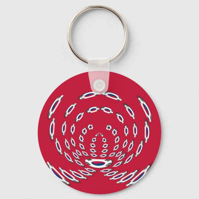 South Korean Flag Polka Dots: A Floral Twist Keychain (Front)
