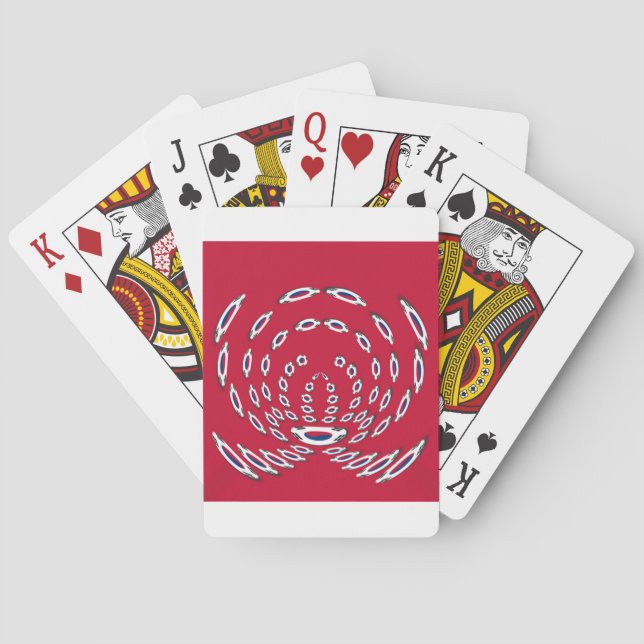 South Korean Flag Polka Dots: A Floral Twist Poker Cards (Back)