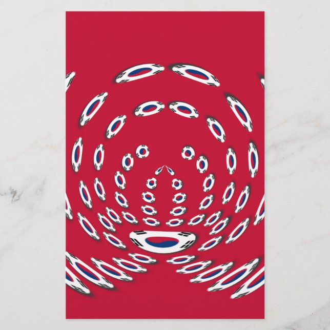 South Korean Flag Polka Dots: A Floral Twist Stationery (Front)