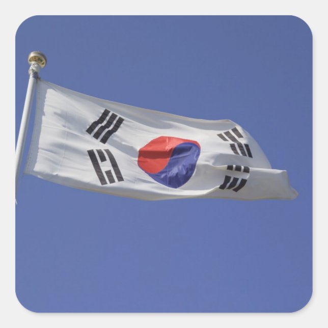 South Korean Flag Square Sticker (Front)