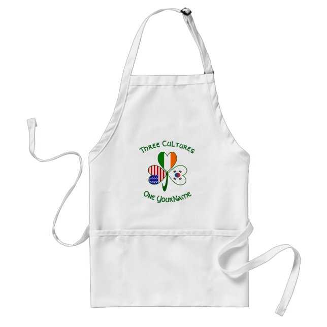 South Korean Irish American Flag Shamrock Personal Adult Apron (Front)