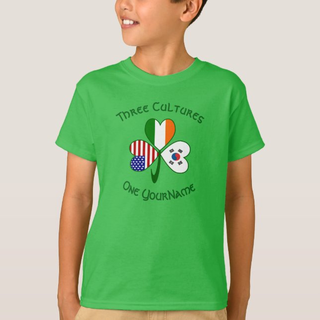 South Korean Irish American Flag Shamrock Personal T-Shirt (Front)