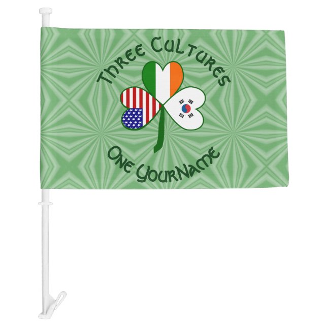 South Korean Irish USA Flags Shamrock Personalized (Front)