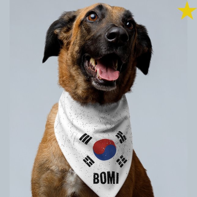 South Korean Korea Flag Custom Name Pet Bandana (Creator Uploaded)