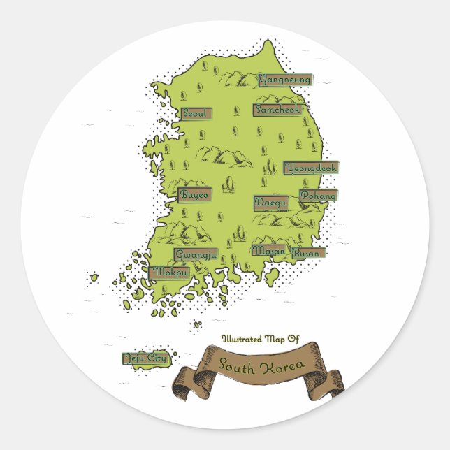 South Korean map Classic Round Sticker (Front)