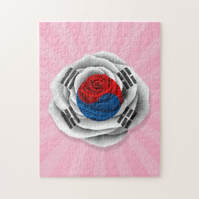 South Korean Rose Flag on Pink Jigsaw Puzzle (Vertical)
