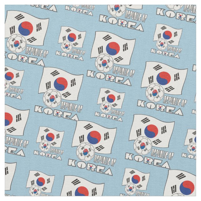 South Korean Soccer Ball and Flag Fabric (Close Up)