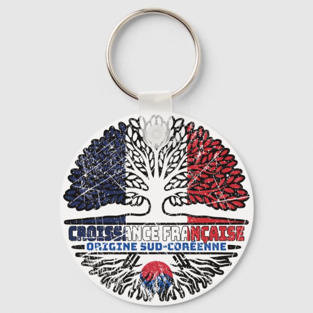 South Korean South Korea French France Tree Roots Keychain (Front)