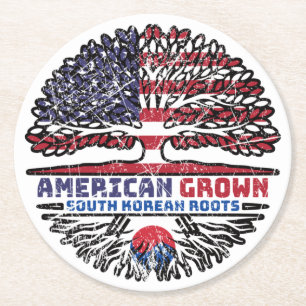 South Korean South Korea US American USA United Round Paper Coaster
