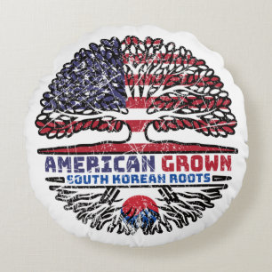 South Korean South Korea US American USA United Round Pillow