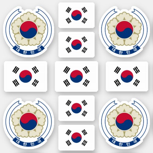 South Korean symbols  coat of arms and flag Sticker