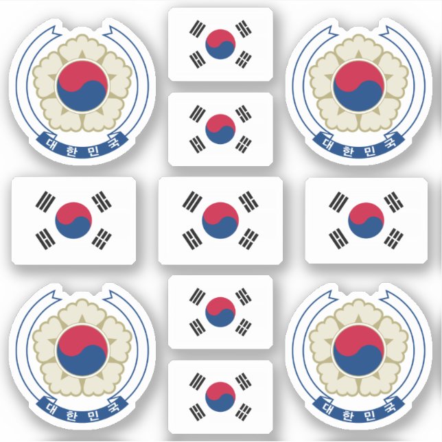 South Korean symbols / coat of arms and flag Sticker (Front)