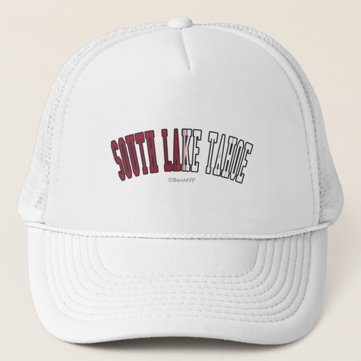 South Lake Tahoe in California State Flag Colors Hat