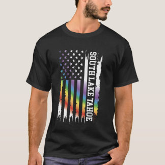 South Lake Tahoe United States Distressed Rainbow T-Shirt