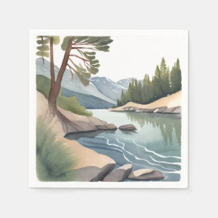 South Lake Tahoe   Watercolor Landscape Napkins