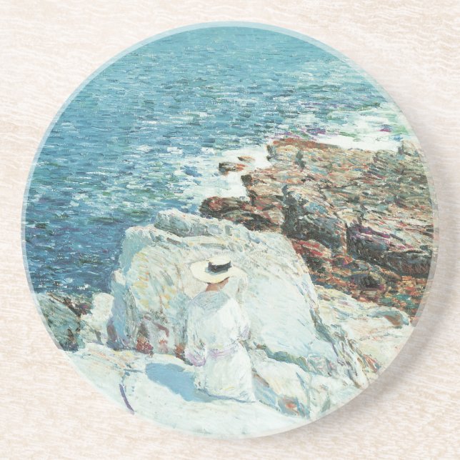 South Ledges, Appledore by Frederick Childe Hassam Sandstone Coaster (Front)