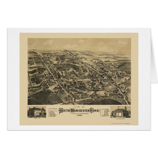 South Manchester, CT Panoramic Map - 1880 Cards (Front Horizontal)