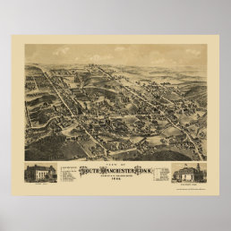 South Manchester, CT Panoramic Map - 1880 Poster