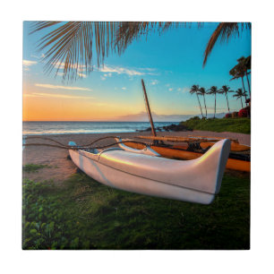 South Maui Beach at Sunset Maui, Hawaii Ceramic Tile