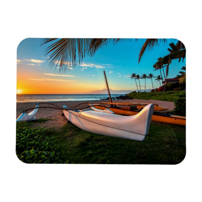 South Maui Beach at Sunset | Maui, Hawaii Magnet (Horizontal)