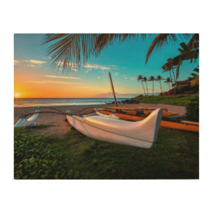 South Maui Beach at Sunset   Maui, Hawaii Wood Wall Art