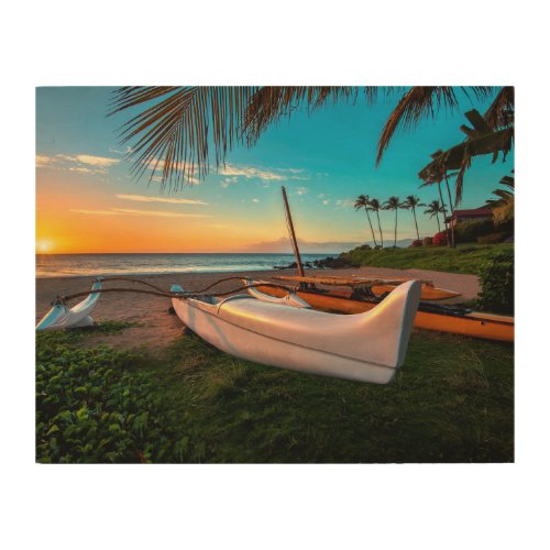 South Maui Beach at Sunset  Maui Hawaii Wood Wall Art