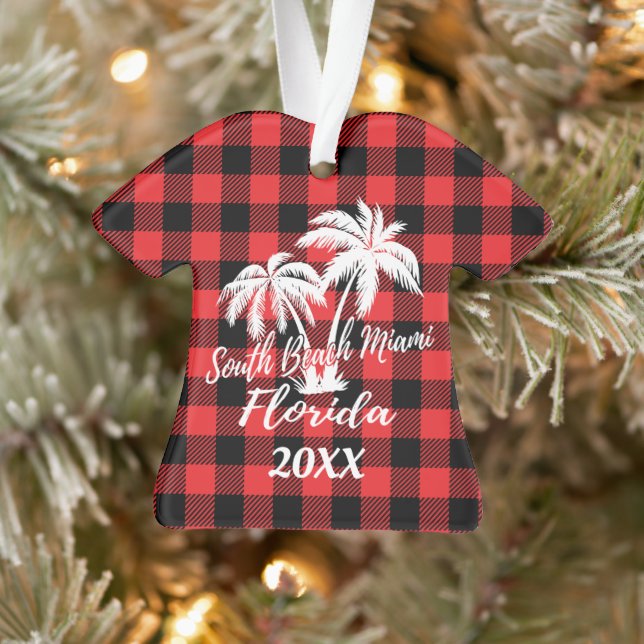 South Miami Beach Florida Palm Trees Personalized Ornament (Tree)