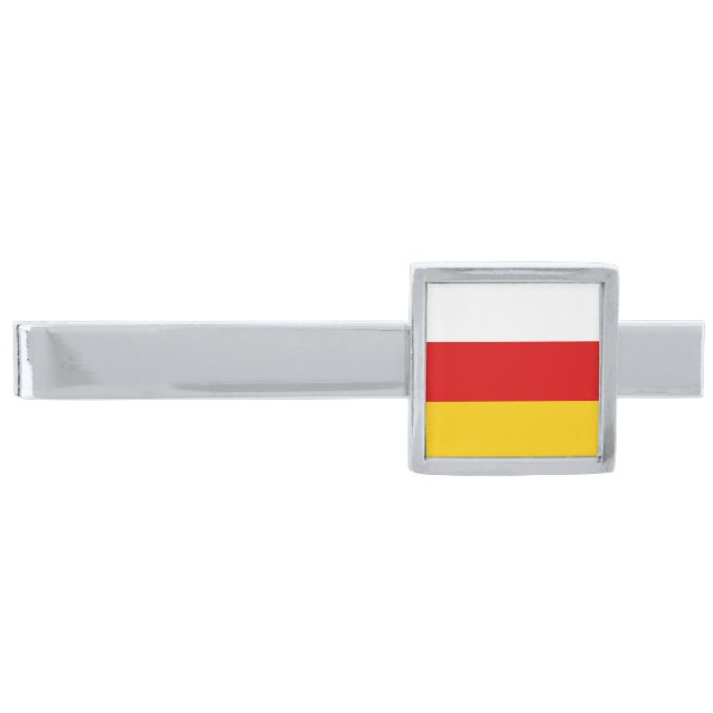 South Ossetia Flag Silver Finish Tie Bar (Front)