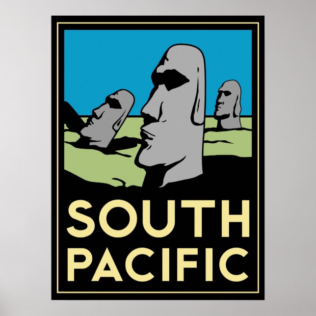 south pacific easter island art deco retro poster (Front)